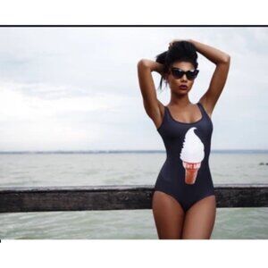Ice Cream Print Swimsuit "Eat Me" Design iSWAG Womens Medium